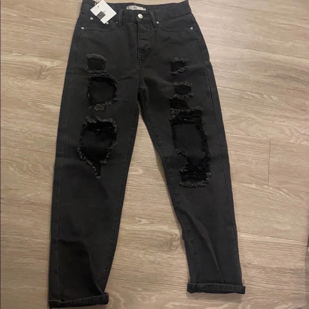 Black Ripped Mom Jeans
